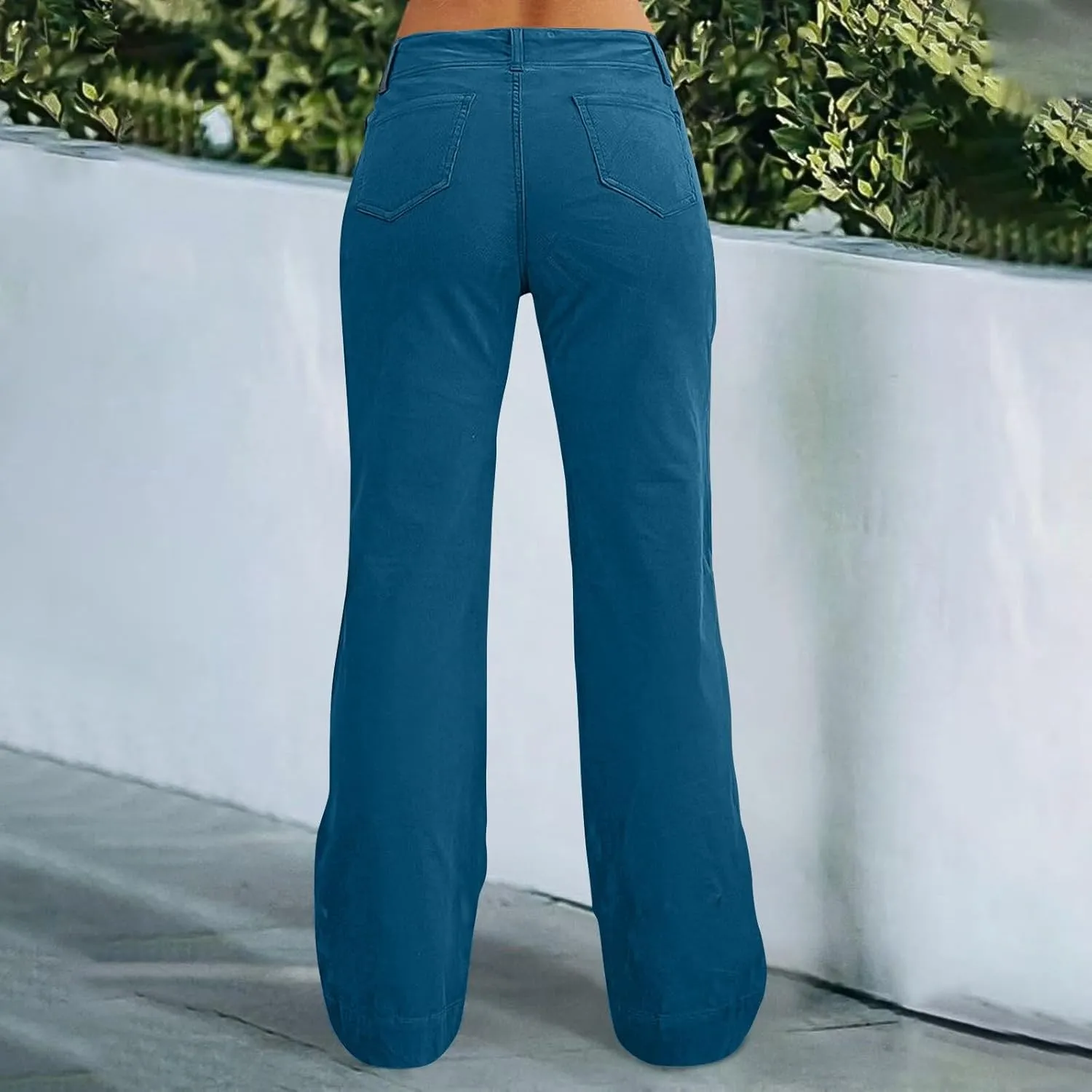 Wide Leg Pants Women Y2k Twill Slim Fit High Waisted Chino Pants Business Flare Dress Pants with Pockets Streetwear