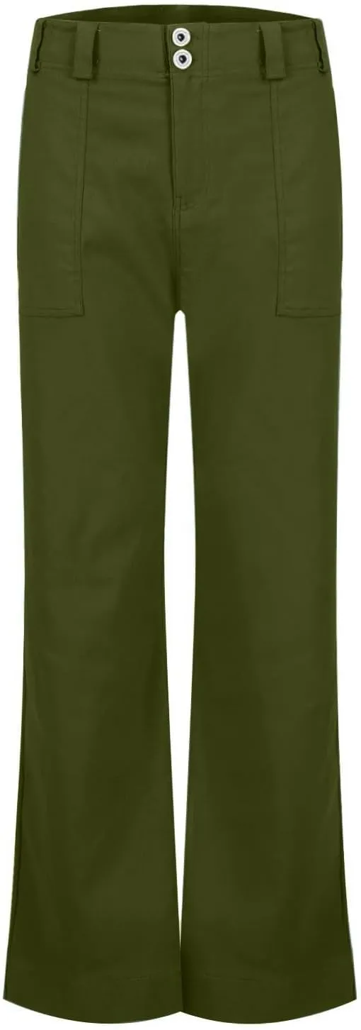 Wide Leg Pants Women Y2k Twill Slim Fit High Waisted Chino Pants Business Flare Dress Pants with Pockets Streetwear