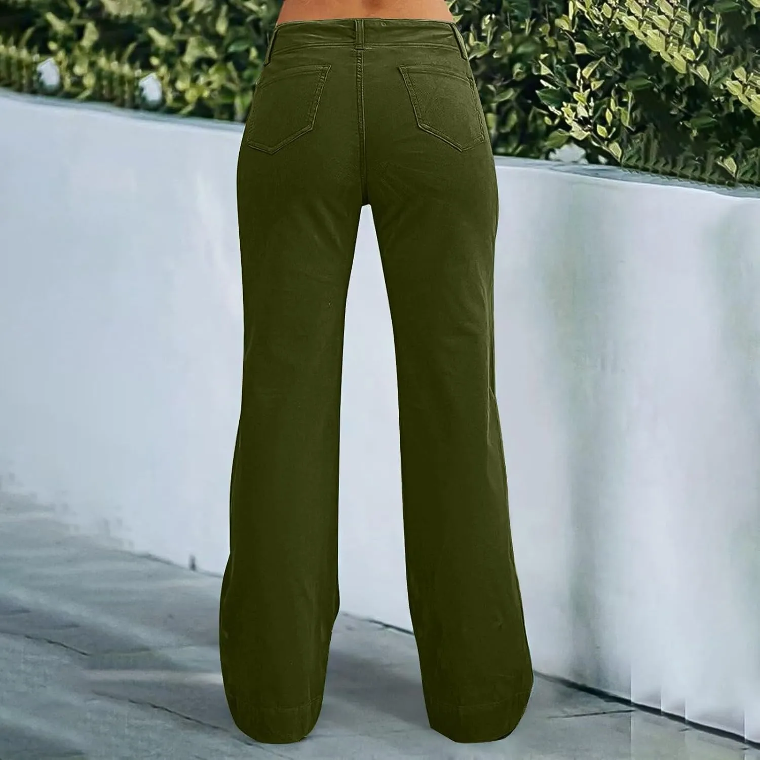 Wide Leg Pants Women Y2k Twill Slim Fit High Waisted Chino Pants Business Flare Dress Pants with Pockets Streetwear
