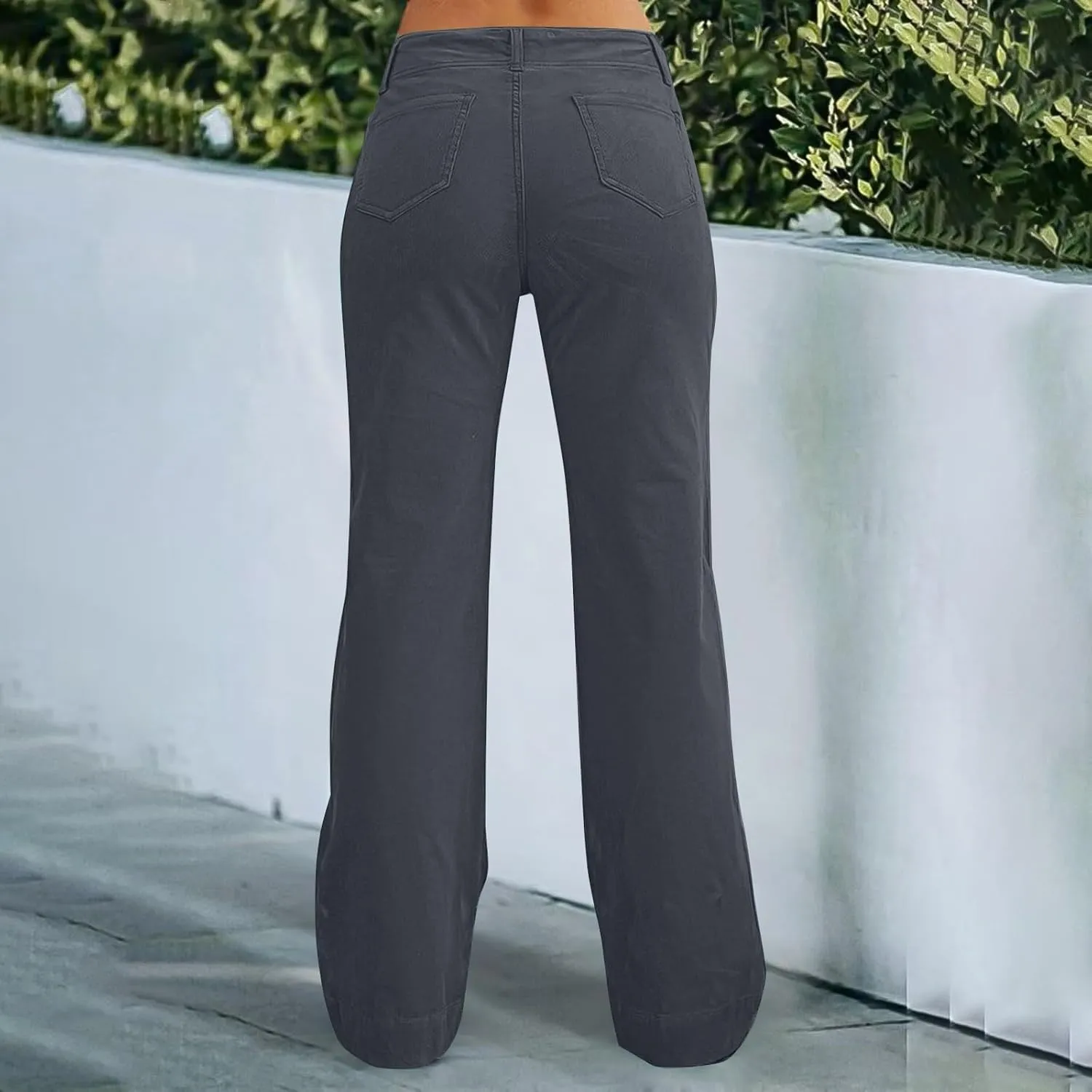 Wide Leg Pants Women Y2k Twill Slim Fit High Waisted Chino Pants Business Flare Dress Pants with Pockets Streetwear