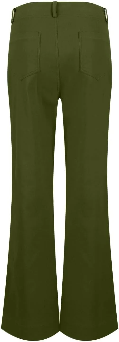 Wide Leg Pants Women Y2k Twill Slim Fit High Waisted Chino Pants Business Flare Dress Pants with Pockets Streetwear