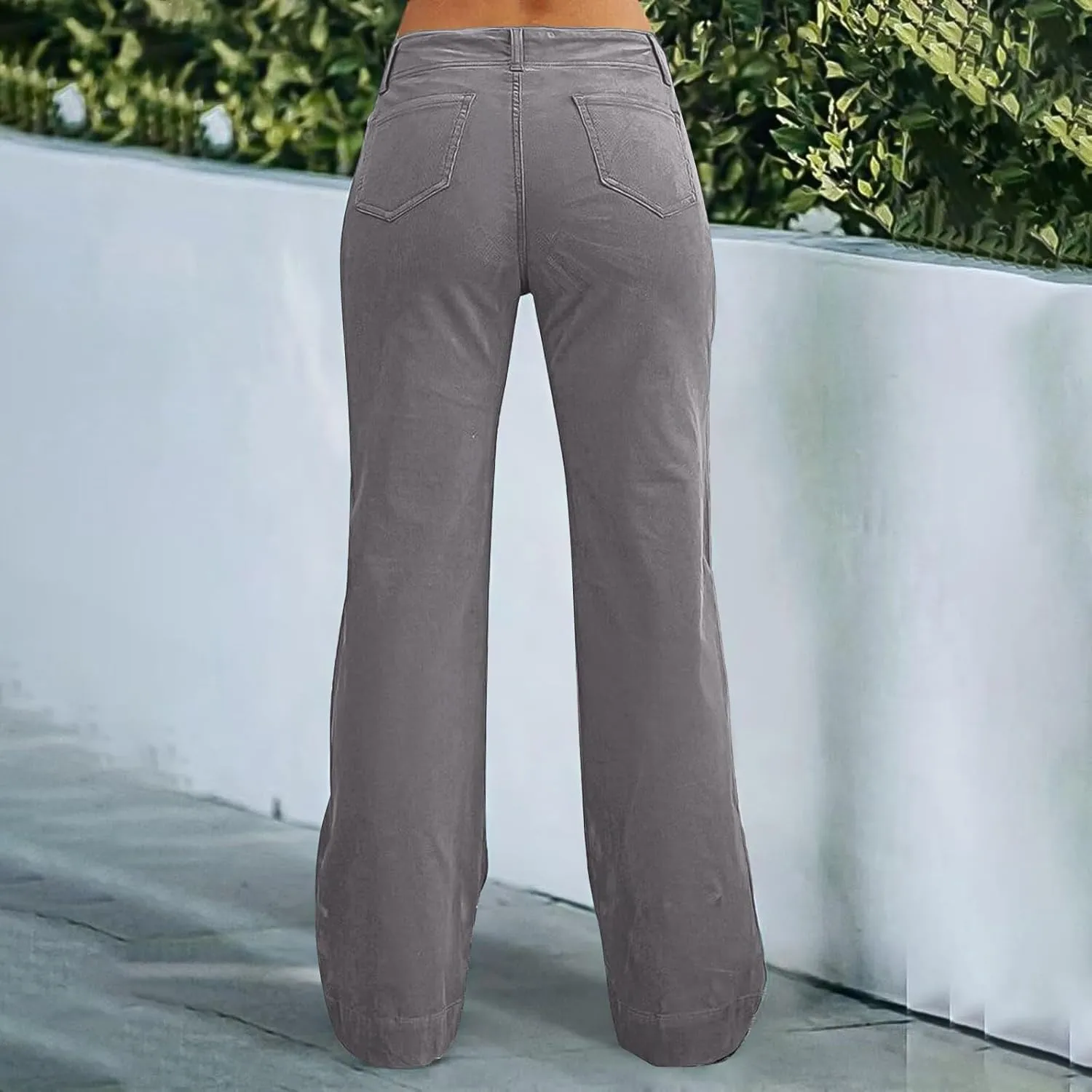 Wide Leg Pants Women Y2k Twill Slim Fit High Waisted Chino Pants Business Flare Dress Pants with Pockets Streetwear