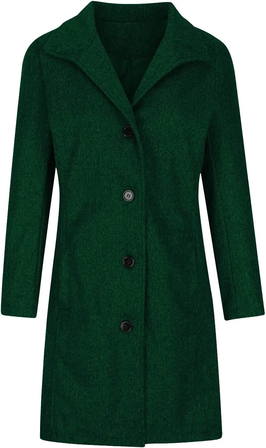 Winter Coats for Women Casual Long Sleeve Classy Wool Coats with Pockets Single-Breasted Fashion Trench Coat Outwear
