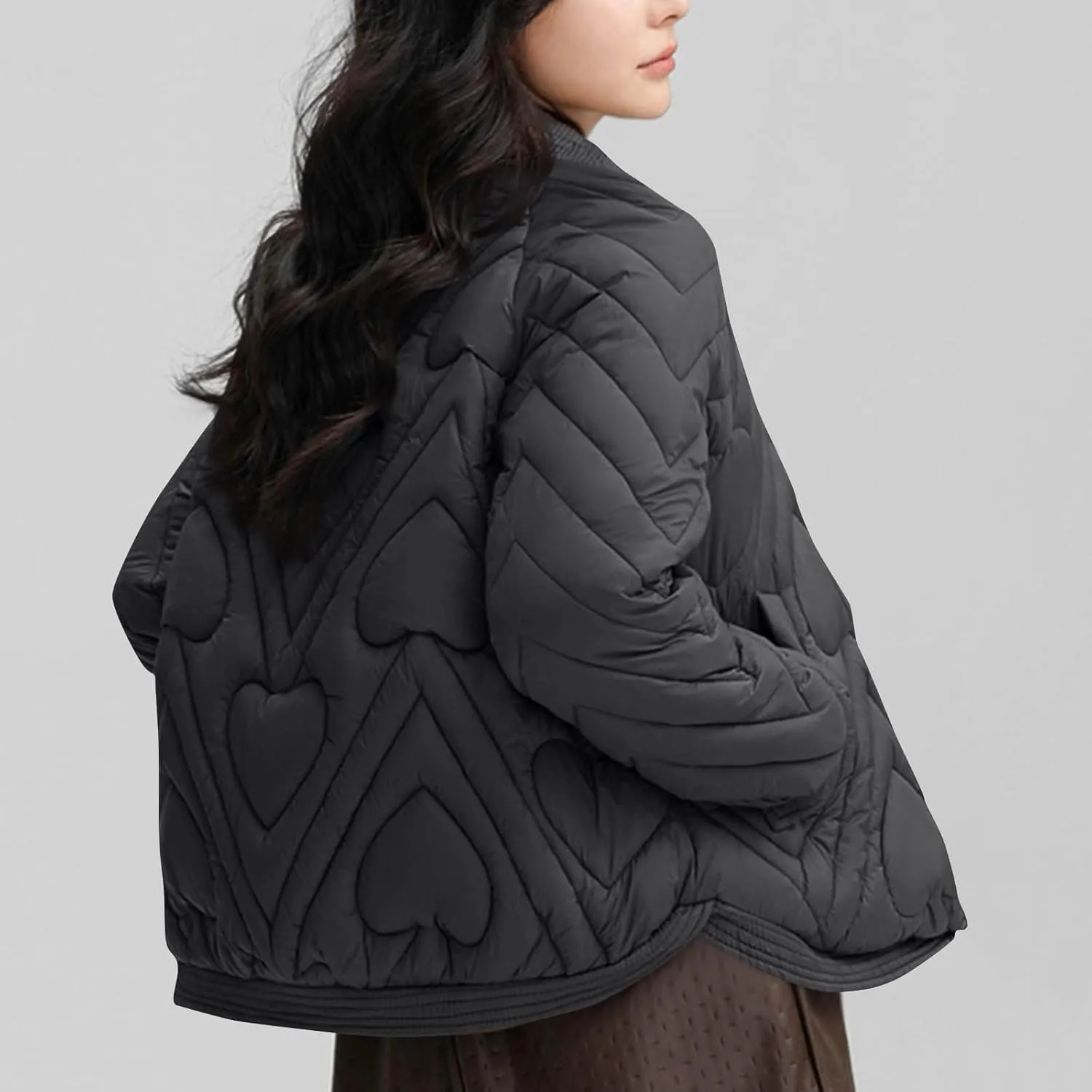 Winter Down Puffer Jackets for Women Dressy Casual Short Quilted Jackets Fashion Button Cropped Bomber Padded Coats