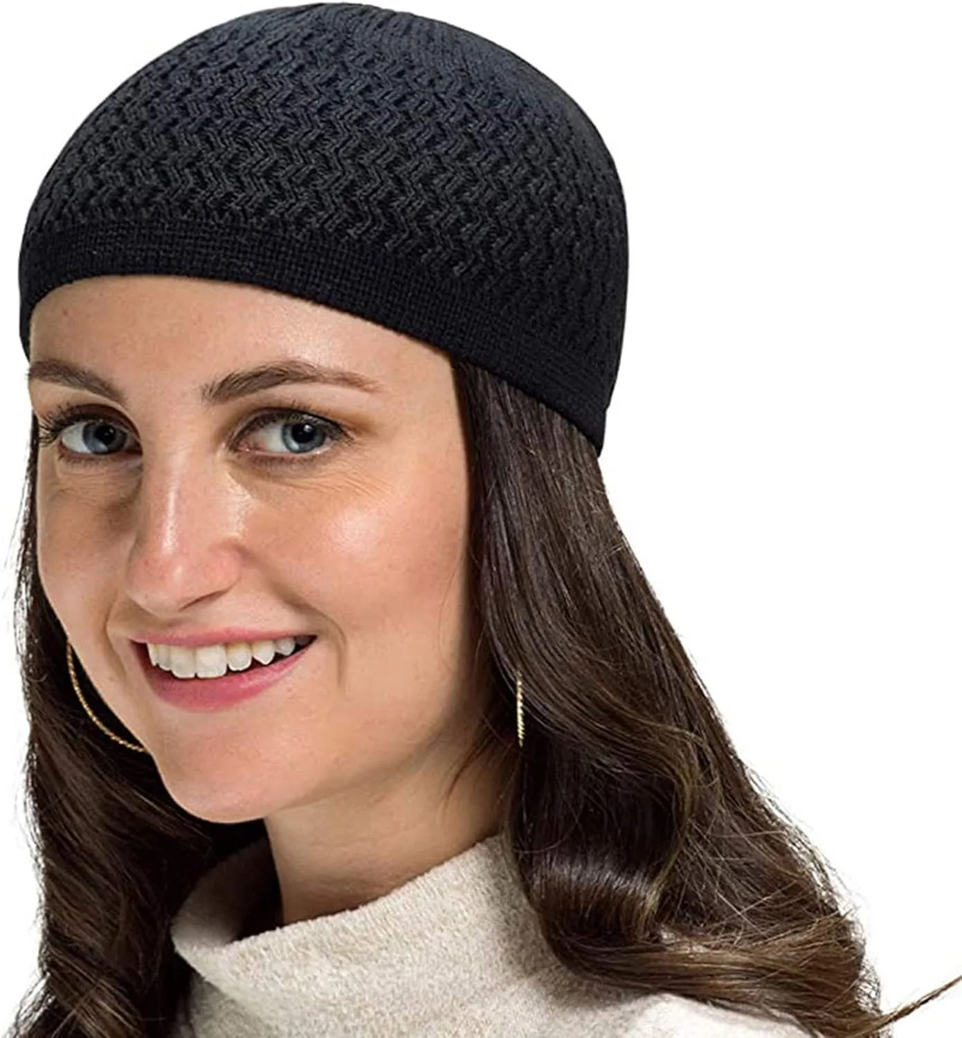 Winter Hats for Women with Ear Flaps Soft Stretch Cashmere Warm Wool Knit Hat Pom Pom Visor Beanie Cap