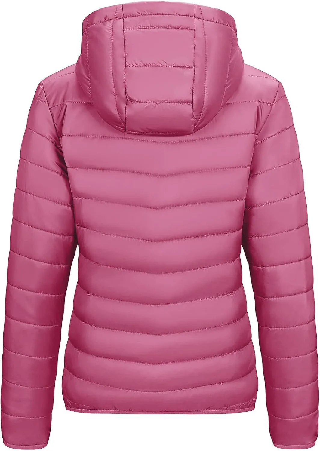 Winter Jacket Women Quilted Stand Collar Lightweight Puffer Coat Solid Zipper Padded Packable Down Jacket With Hood