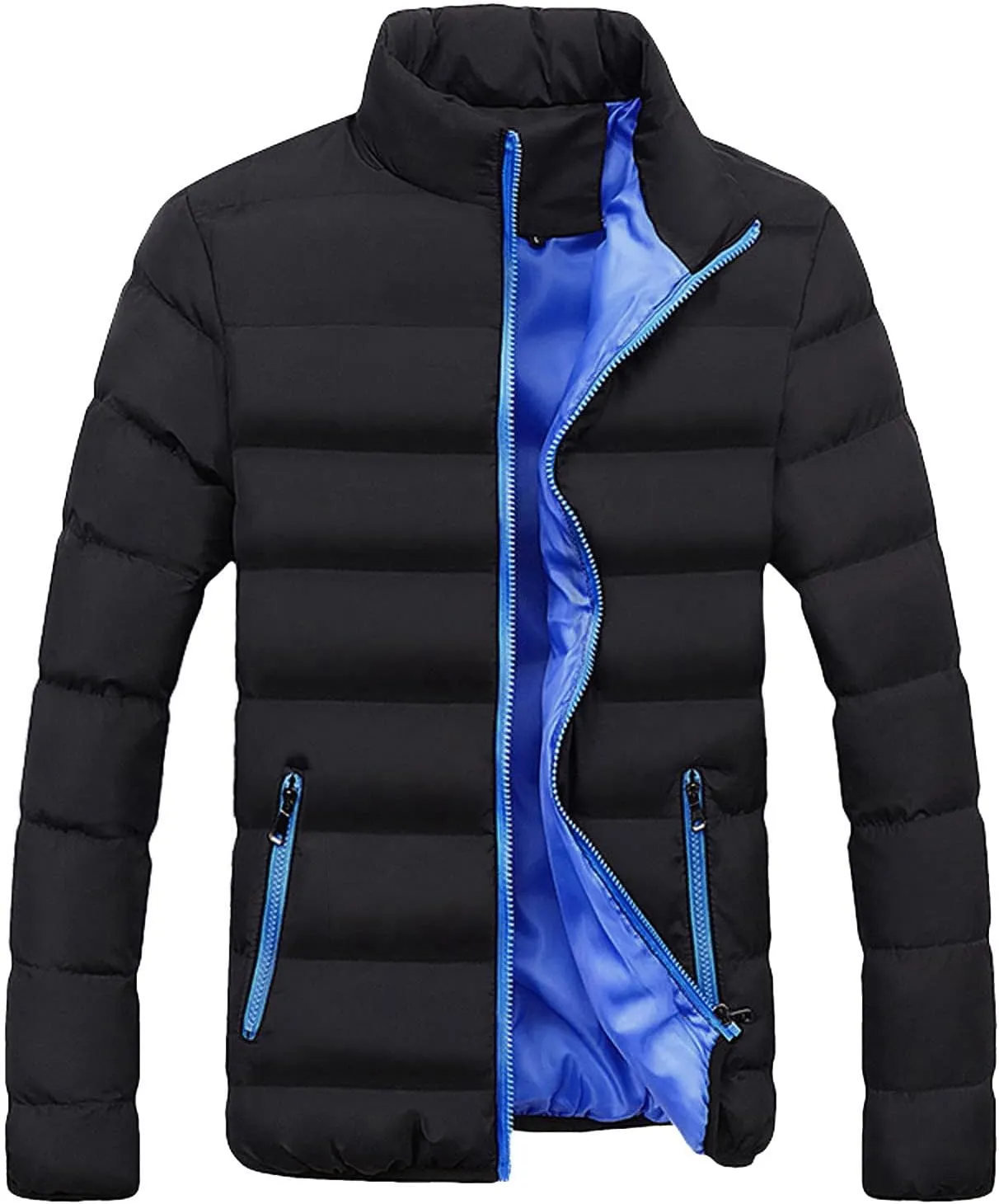 Winter Jackets for Men, Men's Big and Tall Puffer Jacket Windproof Winter Coats Fleece Lined with Stand Collar