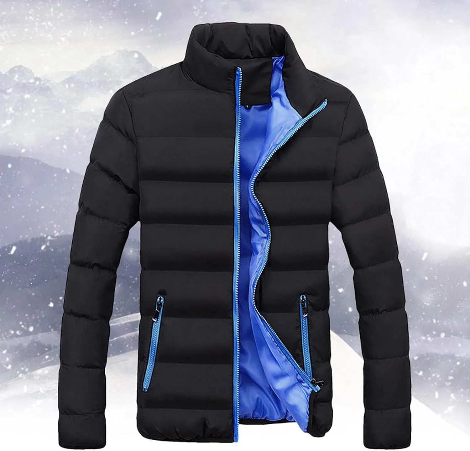 Winter Jackets for Men, Men's Big and Tall Puffer Jacket Windproof Winter Coats Fleece Lined with Stand Collar
