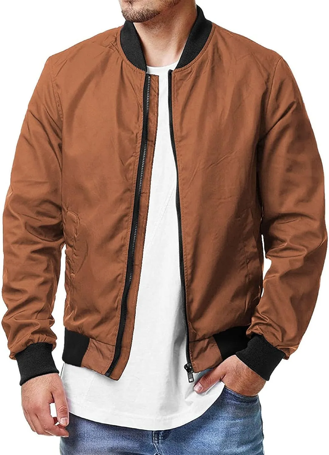 Winter Jackets for Men Men's Lightweight Bomber Jacket Causal Varsity Flight Windbreaker Track Jacket