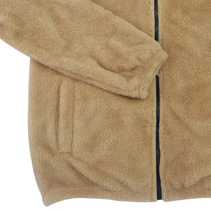 Winter Men Fluffy Fleece Thick Warm Coat Jacket Long Sleeve Hooded Coat Plush Buttons Closure Thicken Warm Men Coat Outerwear