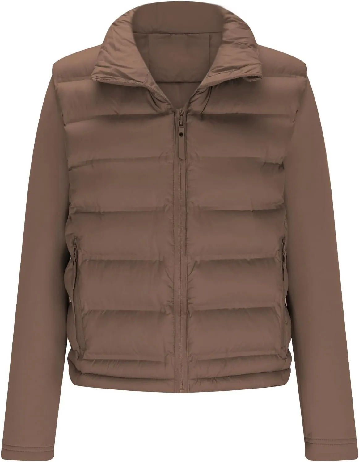 Winter Quilted Jackets Womens Cropped Puffer Jacket Lightweight Zip Up Pockets Down Jackets Warm Padded Winter Coats