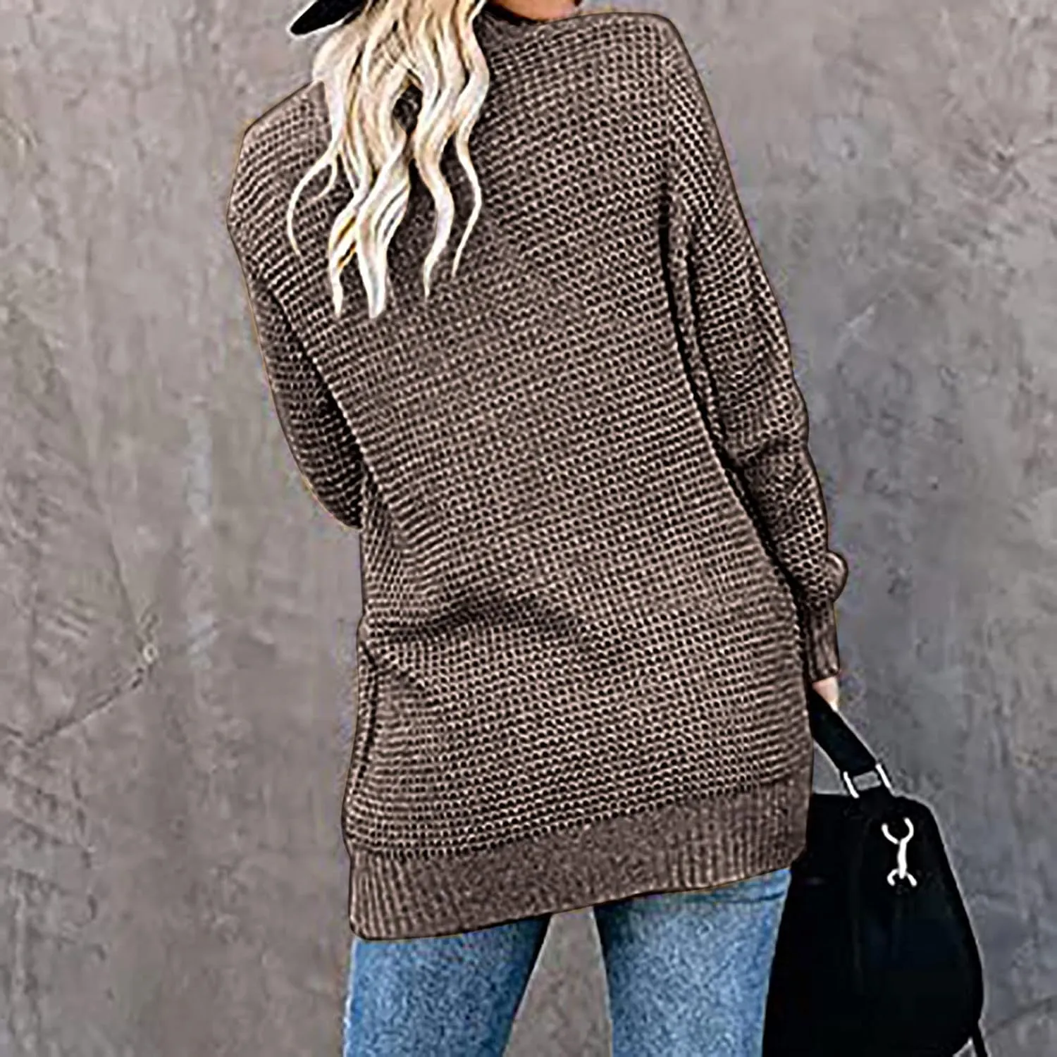 Wkishenl Womens Loose Open Front Cardigan Long Sleeve Chunky Coat Casual Lightweight Soft Knit Sweaters Outwear with Pockets
