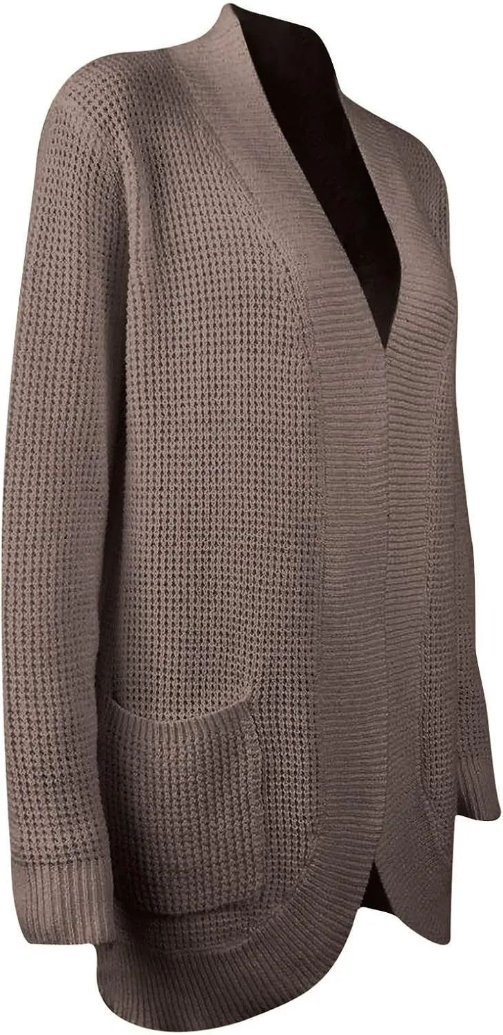 Wkishenl Womens Loose Open Front Cardigan Long Sleeve Chunky Coat Casual Lightweight Soft Knit Sweaters Outwear with Pockets