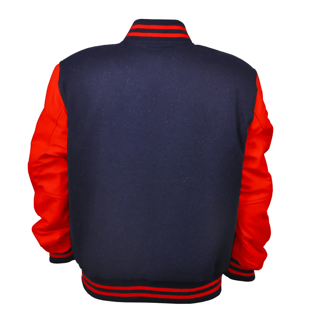 Woman Jacket Wool Leather Navy Blue/Red