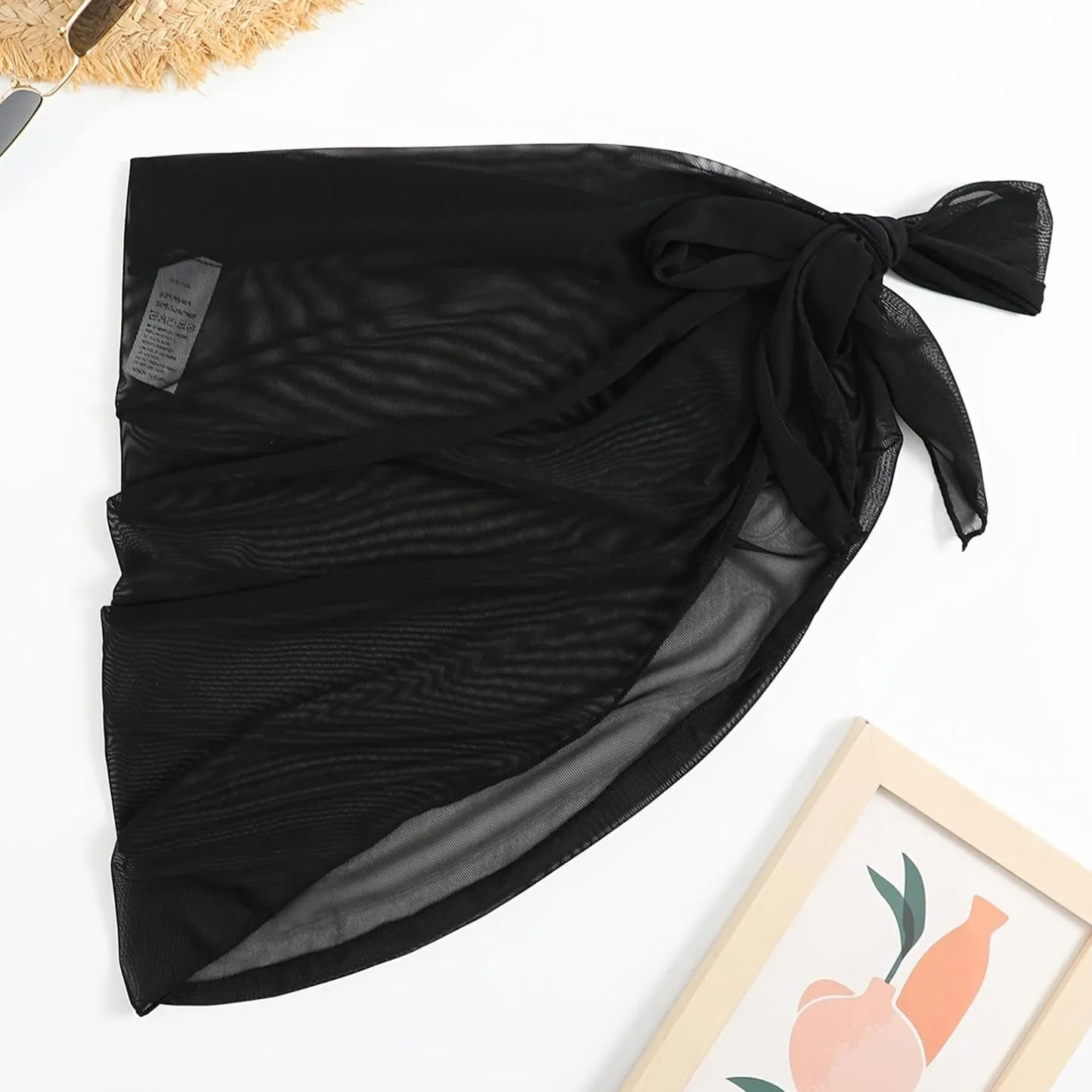 Women 1 Piece Sheer Wrap Knot Cover Up Skirt Without Bikini Beach Wrap Bikini Shiny Linen Shirts for Women Cover