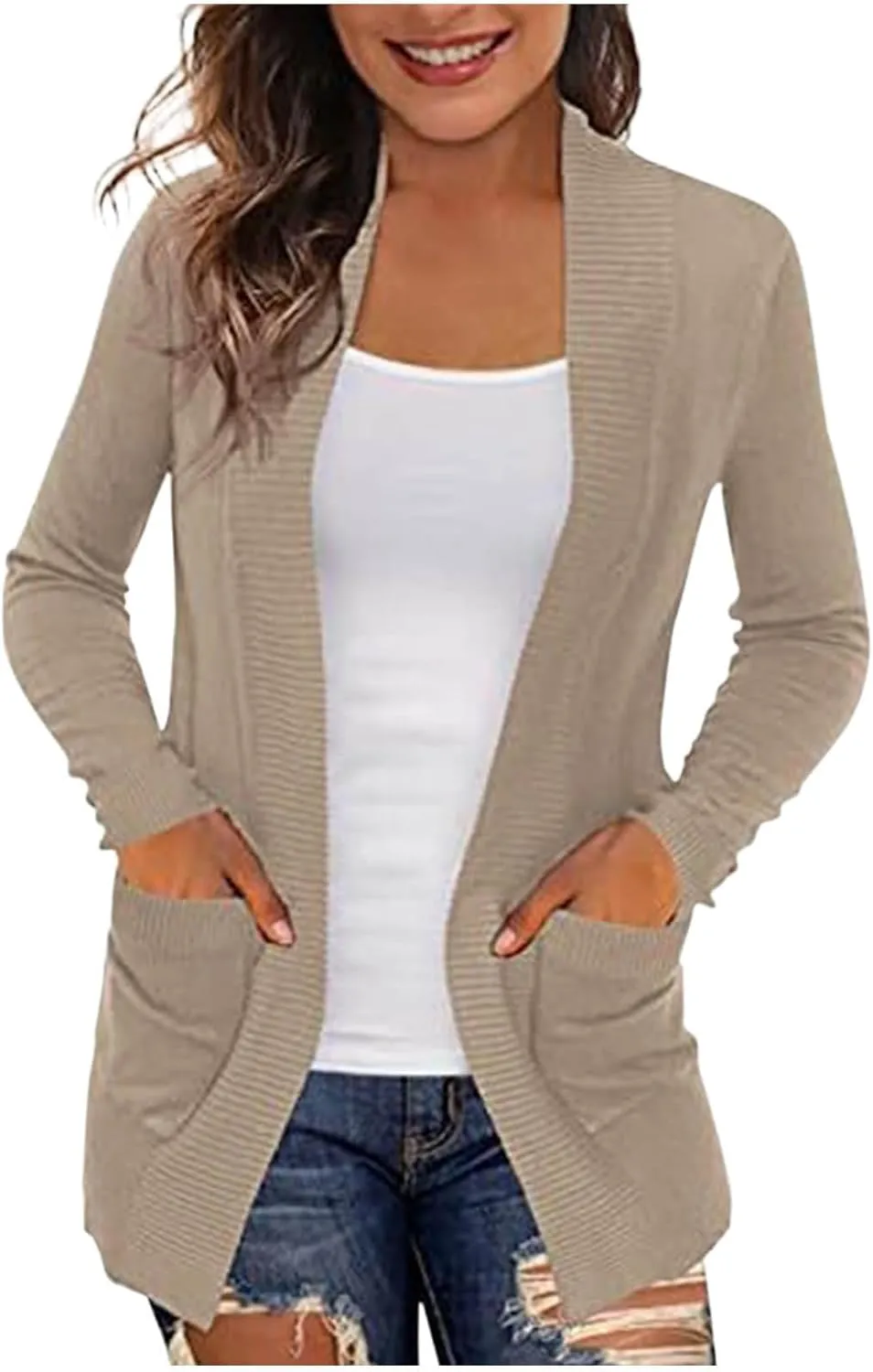 Women Cardigans Lightweight Open Front Cardigan Sweaters Draped Kimono Cardigan Casual Knit Sweaters Coat Soft Outwear