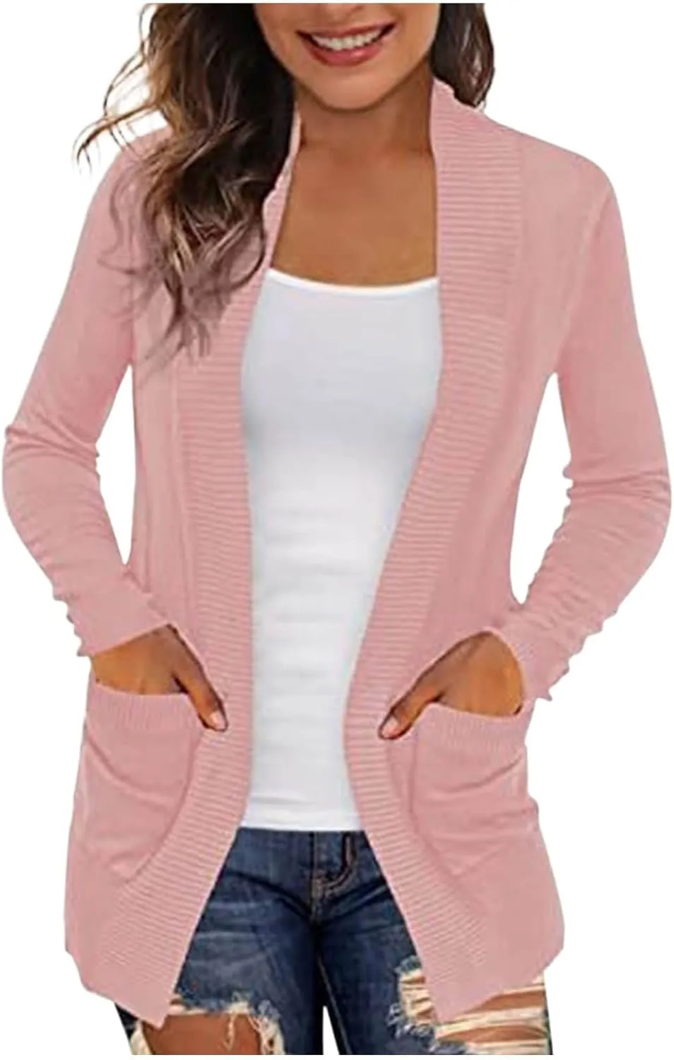 Women Cardigans Lightweight Open Front Cardigan Sweaters Draped Kimono Cardigan Casual Knit Sweaters Coat Soft Outwear