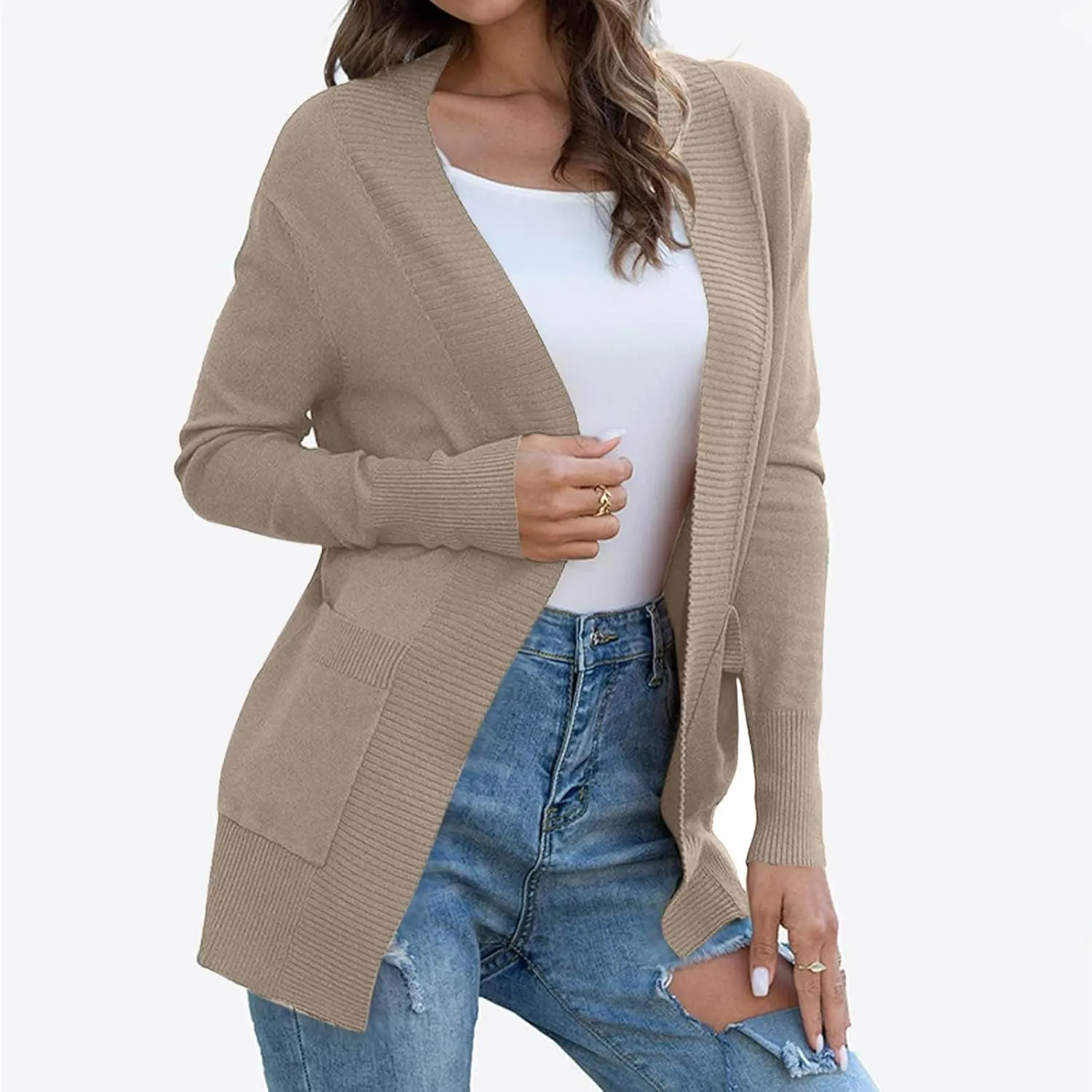 Women Cardigans Lightweight Open Front Cardigan Sweaters Draped Kimono Cardigan Casual Knit Sweaters Coat Soft Outwear