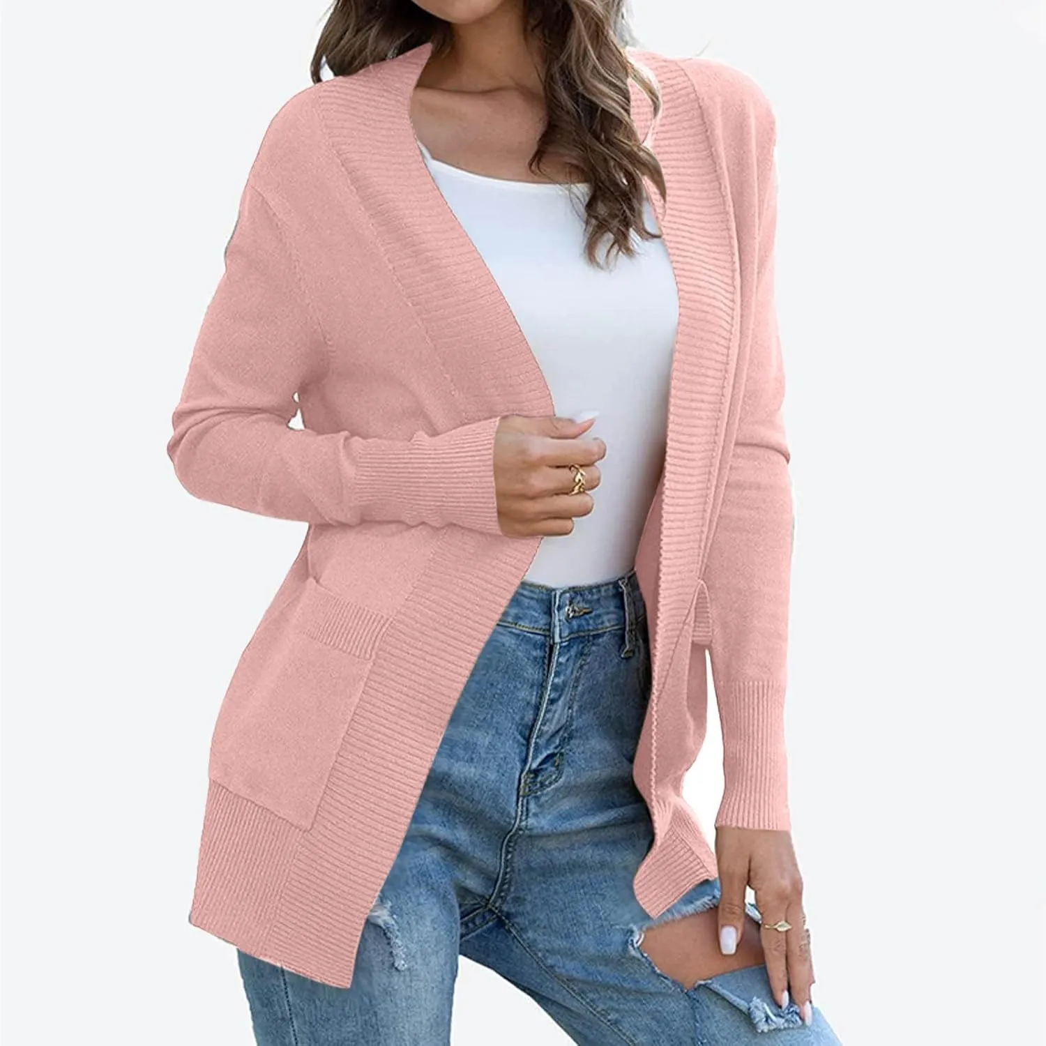 Women Cardigans Lightweight Open Front Cardigan Sweaters Draped Kimono Cardigan Casual Knit Sweaters Coat Soft Outwear