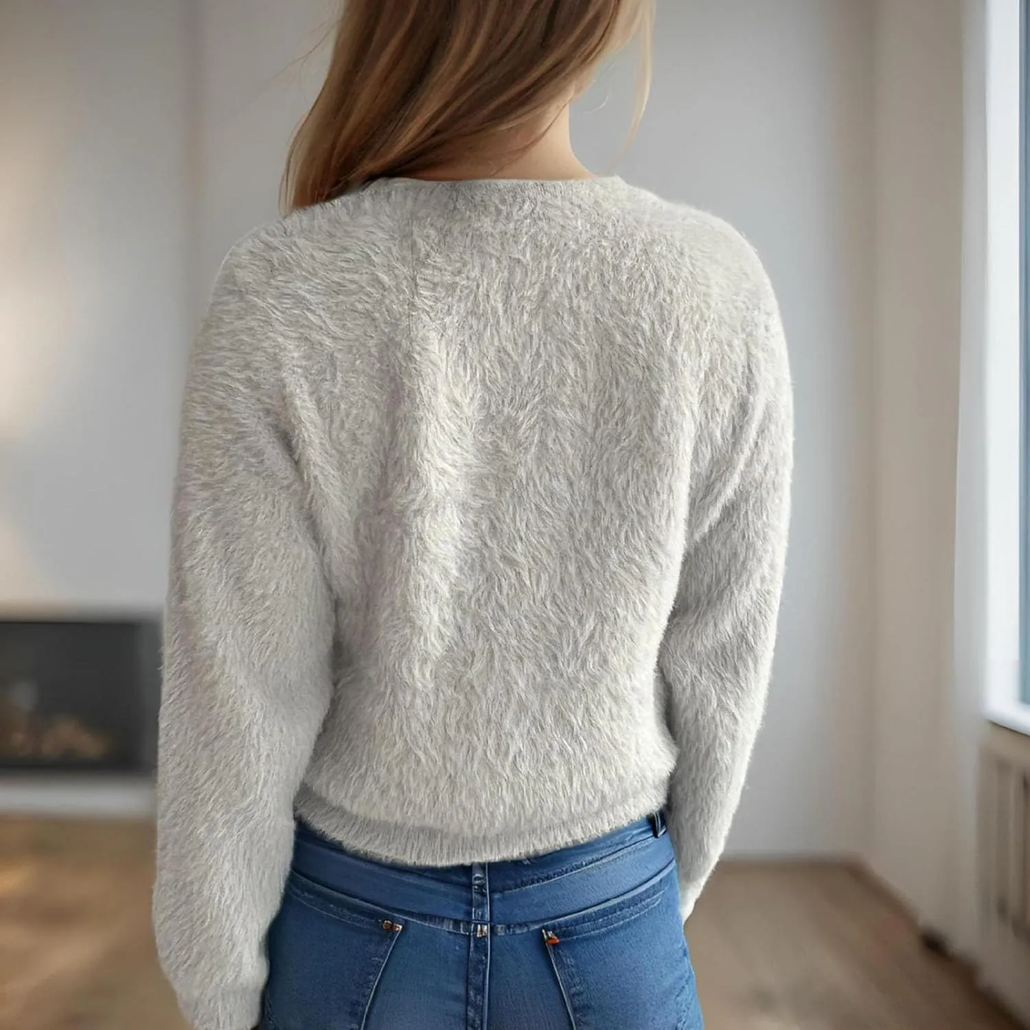 Women Crewneck Solid Cardigan Trendy Casual Button Down Sweaters Long Sleeve Knitwear Sweater Top Fall Fashion Outwear