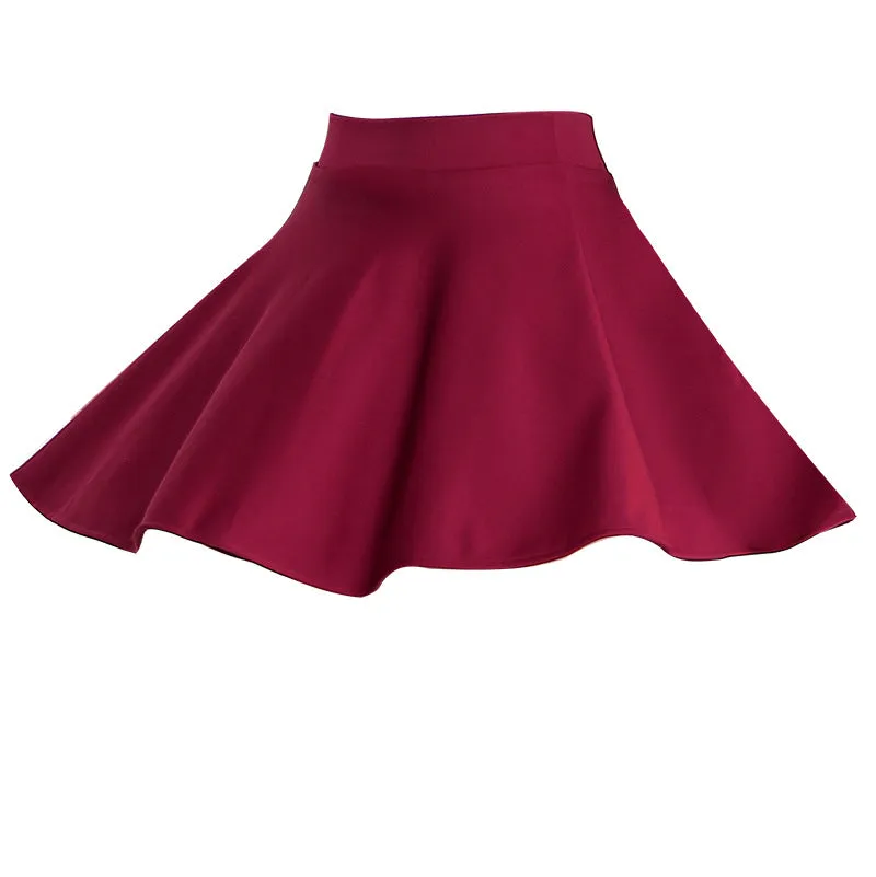 Women Korean High Waist Flare Flare Pleated A-Line Skirt