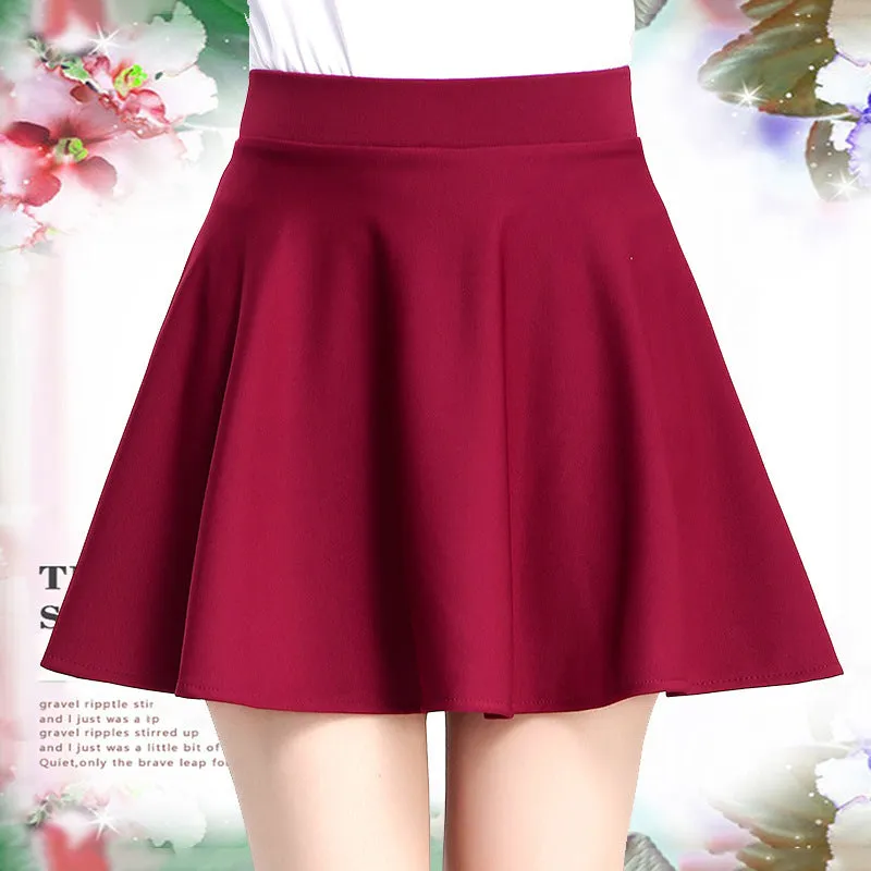 Women Korean High Waist Flare Flare Pleated A-Line Skirt