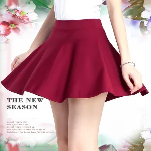 Women Korean High Waist Flare Flare Pleated A-Line Skirt