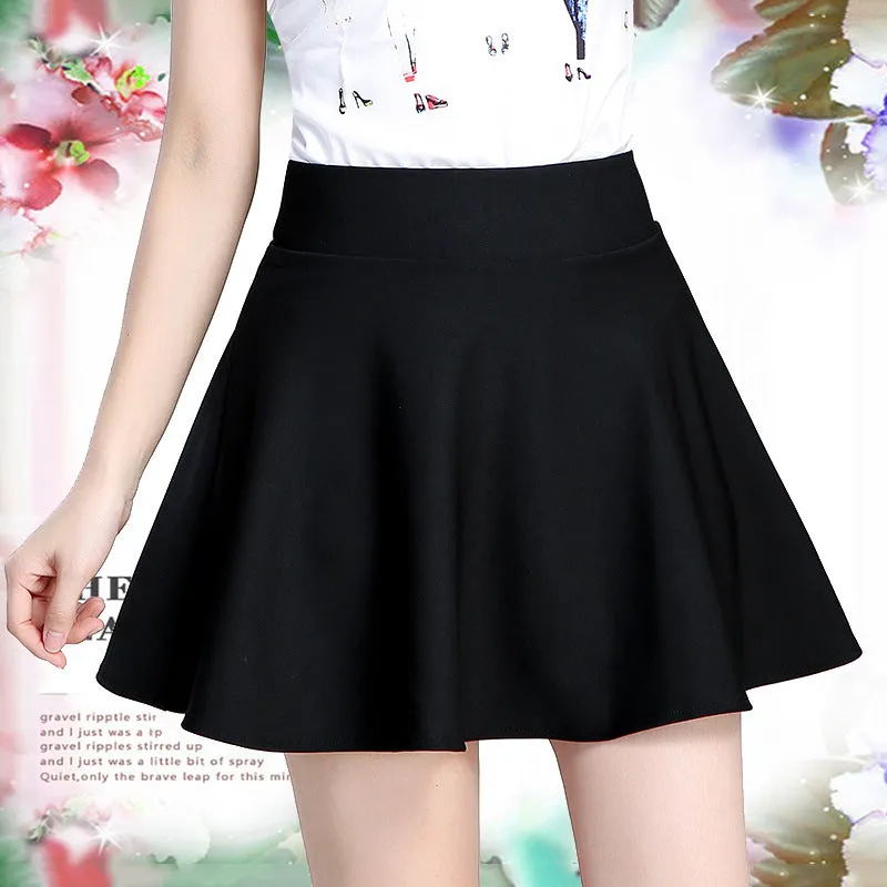 Women Korean High Waist Flare Flare Pleated A-Line Skirt