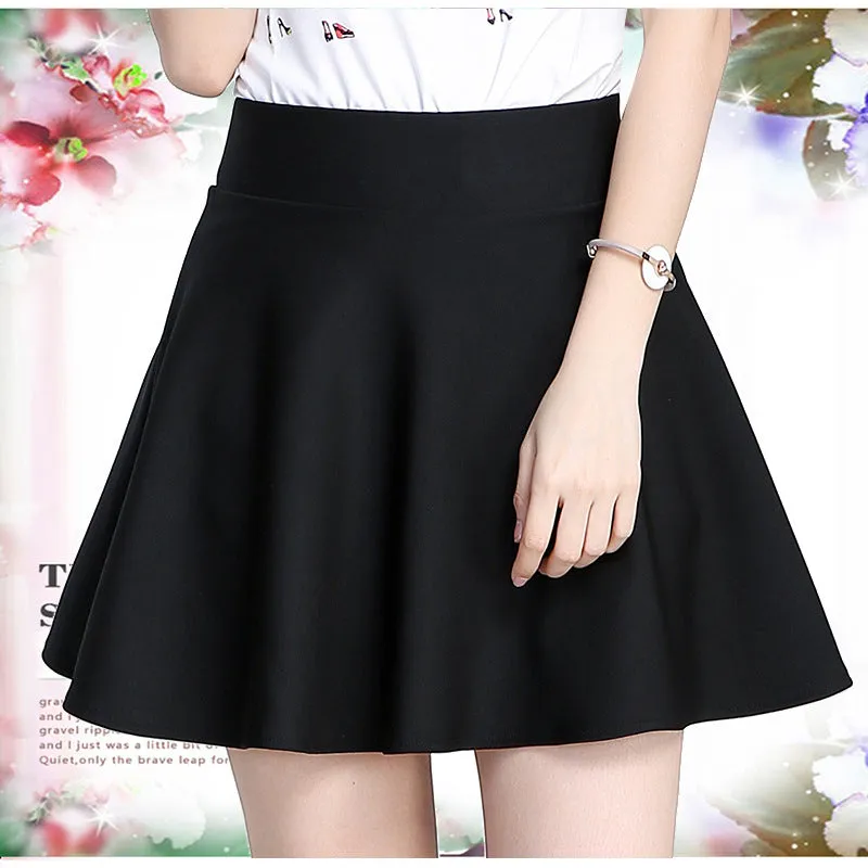 Women Korean High Waist Flare Flare Pleated A-Line Skirt