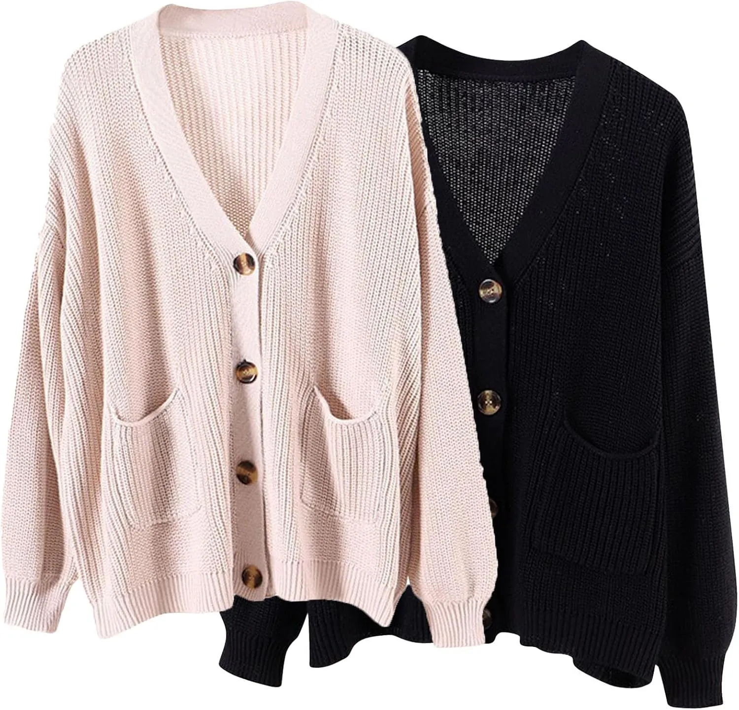 Women Loose Cardigans Soft Knit Cardigan Sweater Knit Open Front Button Down Knitwear Tops Outerwear Coat with Pockets