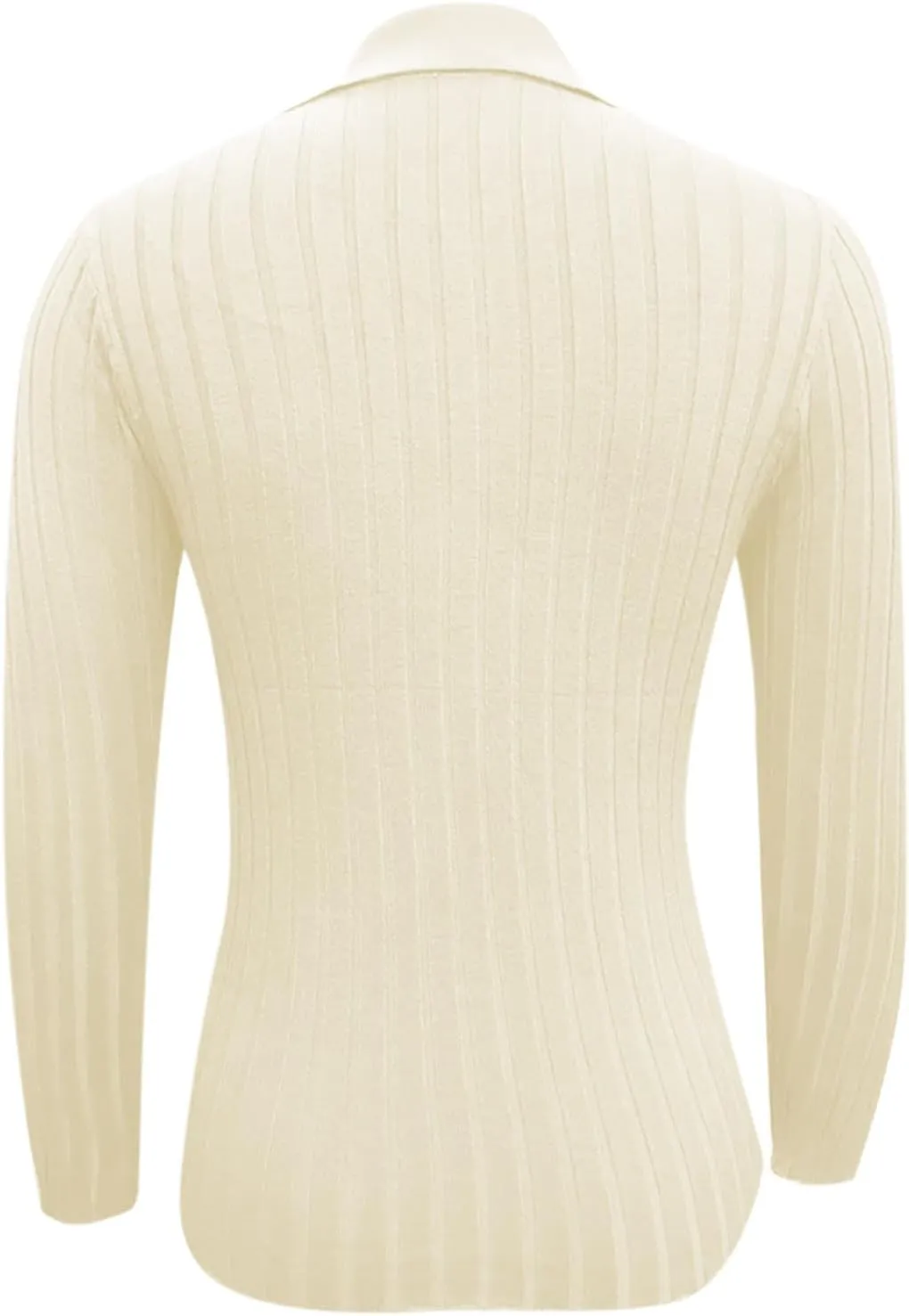 Women Slim Fit Sweater Turn Down Collar Sweater Long Sleeve Basic Tops Soft Knit Sweater Blouse V Neck Pullover Tee