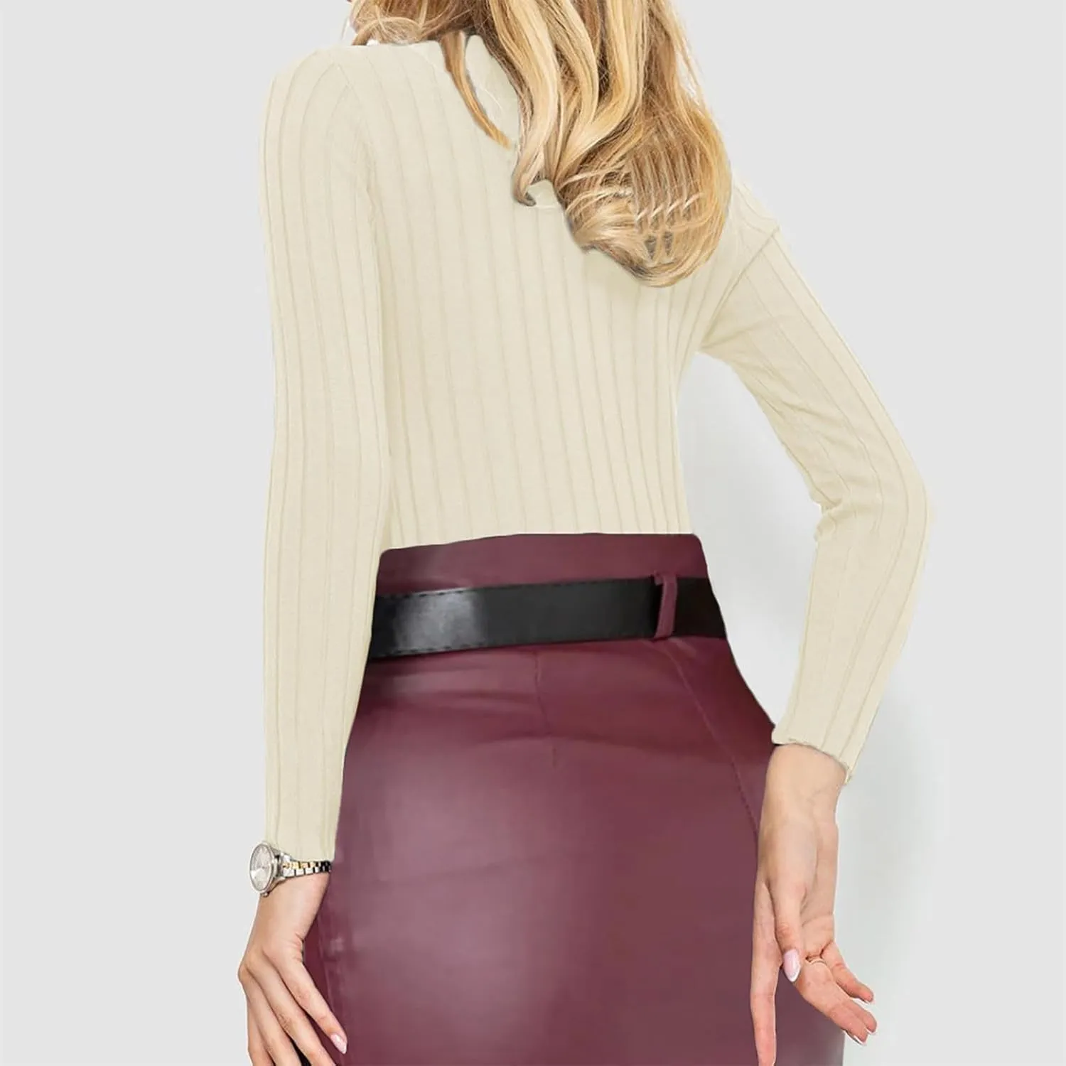 Women Slim Fit Sweater Turn Down Collar Sweater Long Sleeve Basic Tops Soft Knit Sweater Blouse V Neck Pullover Tee