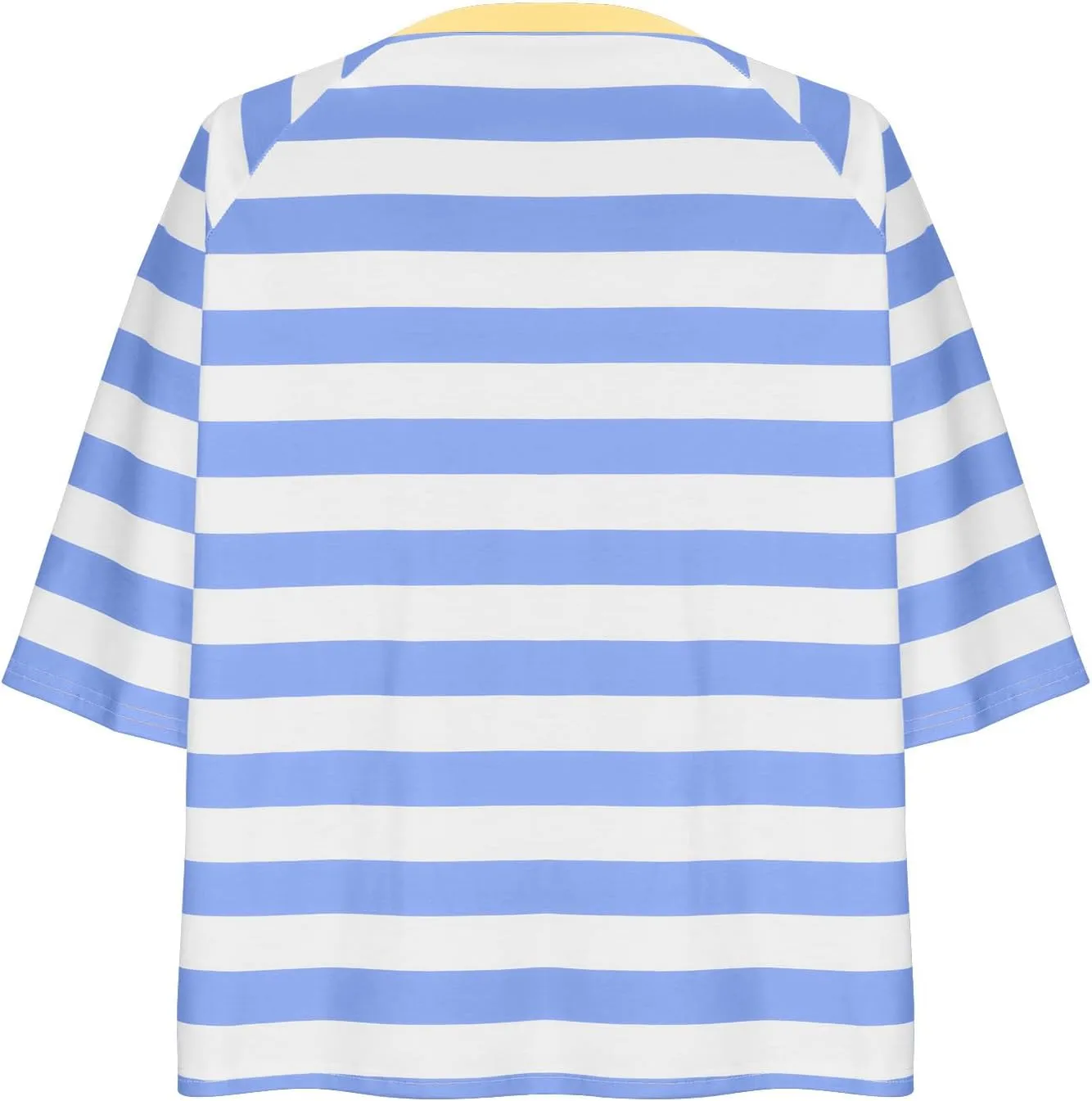 Women Striped Color Block T-Shirts Oversized Baggy Crew Neck Basic Cotton Preppy Shirt 3/4 Sleeve Casual Fall Tops
