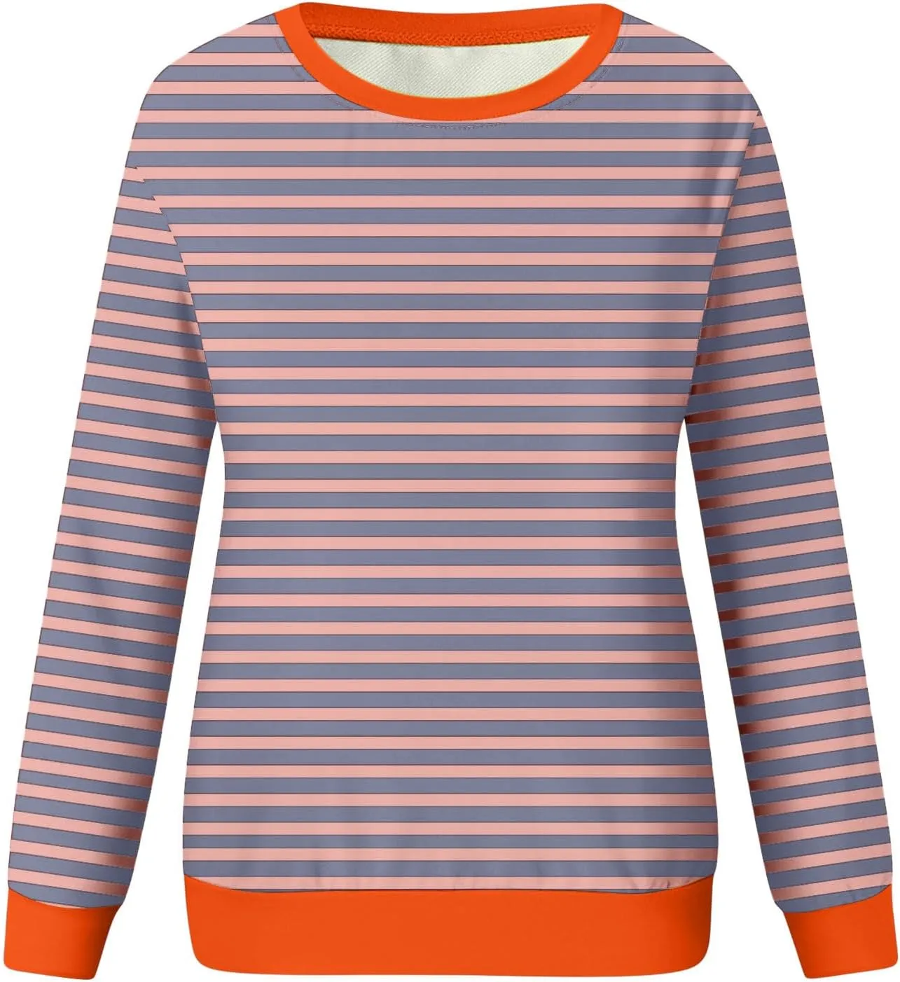 Women Striped Crewneck Sweatshirts Trendy 2024 Pullover Tops Long Sleeve Preppy Shirts Fall Fashion Clothing
