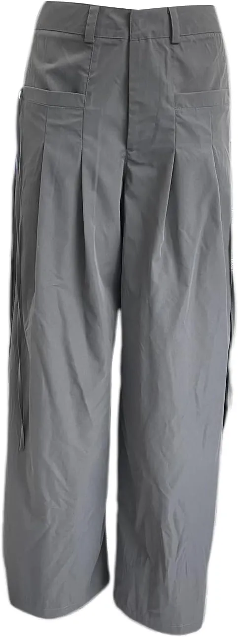 Women Trousers, Wide-Leg Solid Color Loose Fit Straight Casual Pants with Pocket Streetwear
