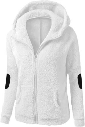 Women Winter Fleece Sweatshirt Zip Up Fuzzy Hoodie Long Sleeve Thermal Top Outwear Warm Casual Jacket with Pockets