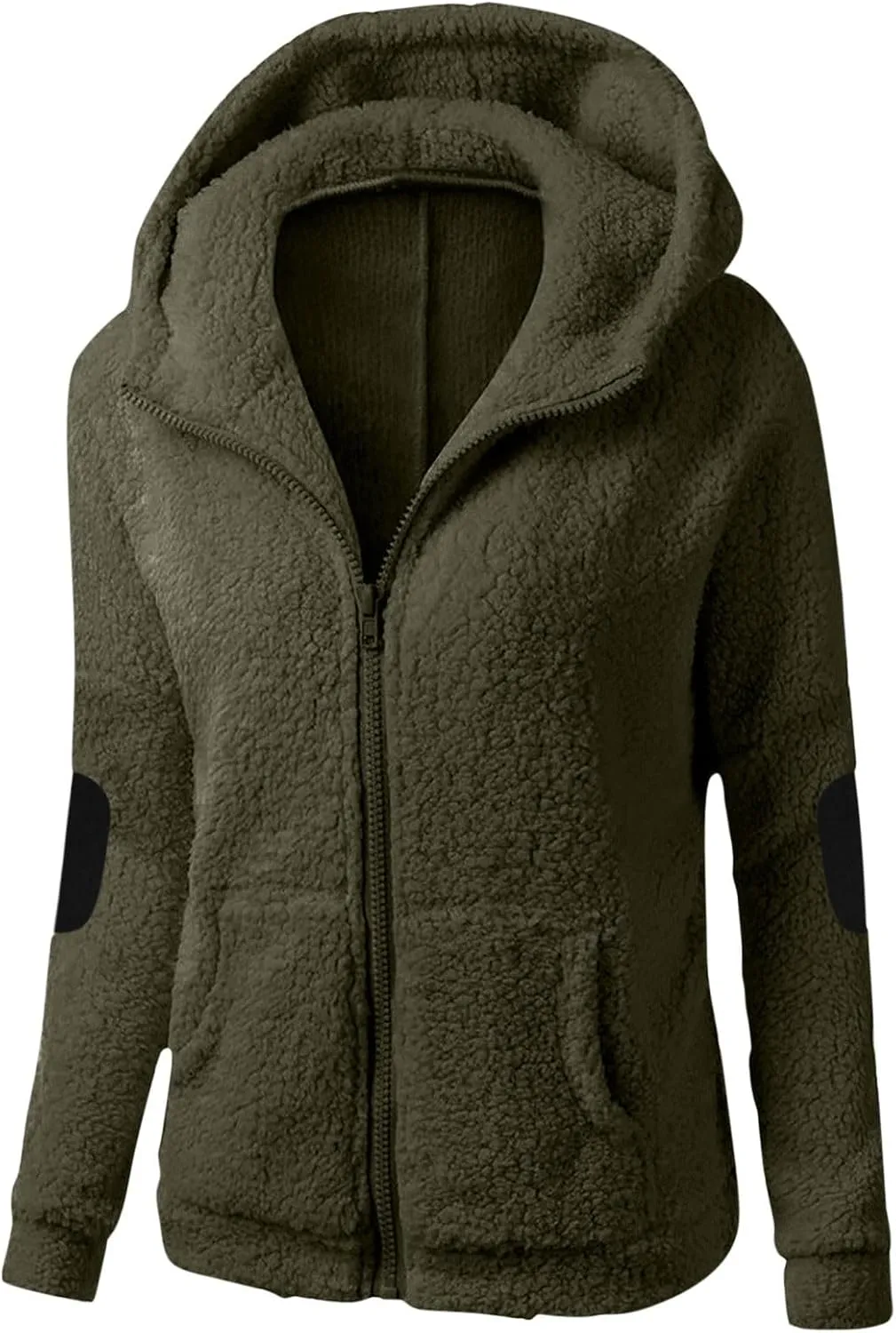 Women Winter Fleece Sweatshirt Zip Up Fuzzy Hoodie Long Sleeve Thermal Top Outwear Warm Casual Jacket with Pockets