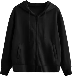 Women Zip Up Hoodies Plain Long Sleeve Oversized Sweatshirts Fleece Y2k Jacket 2024 Fall Outfits Fashion Clothes