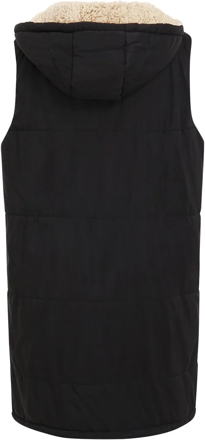 Womens 2024 Fall Fashion Reversible Vest Casual Sleeveless Lined Fleece Jacket Gilet Long Zip Up Warm Coat with Pocket