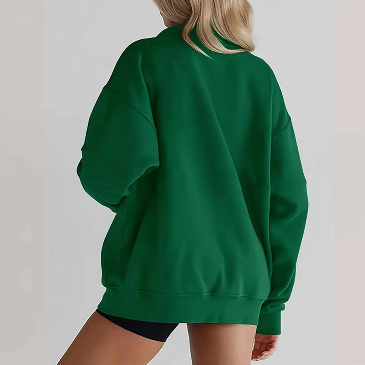 Womens 2025 Fashion Sweatshirts Oversized Half Zip Pocket Sweatshirt Casual Long Sleeve Pullover Tops