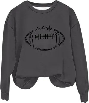 Womens American Football Printed Hoodies Fashion Casual Long Sleeve Hoodie Oversized Crewneck Cropped Sweatshirt