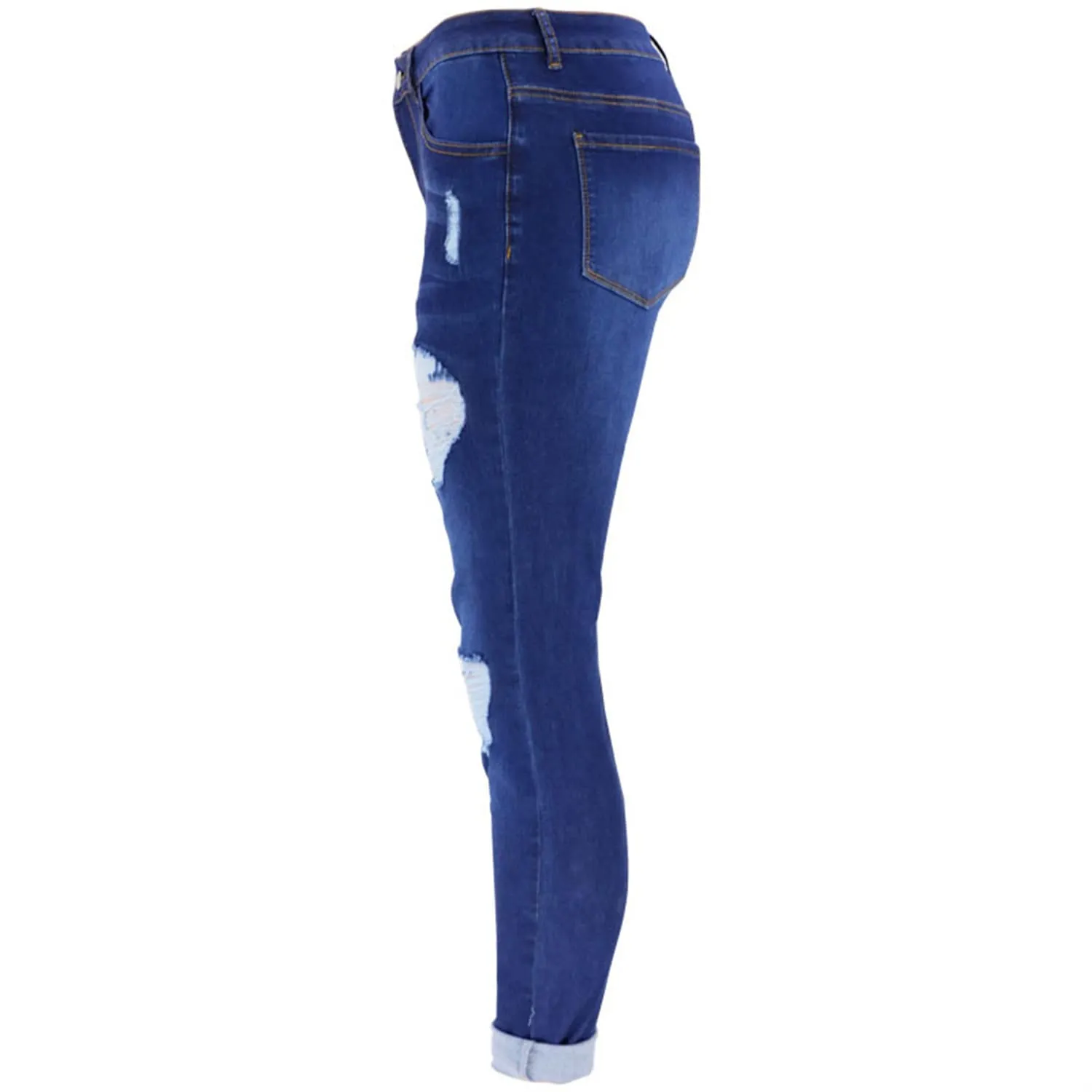 Women's Boyfriend Jeans Juniors Distressed Slim Fit Ripped Denim Pants Comfy Stretch Skinny Jeans Trousers (Small,Dark Blue)