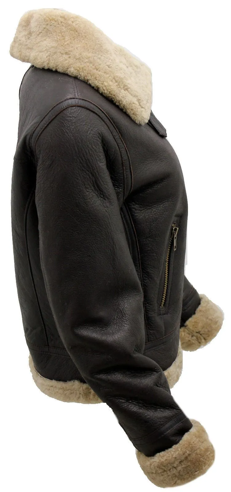 Women's Brown B3 WW2 Ginger Real Thick Sheepskin Leather Flying Jacket