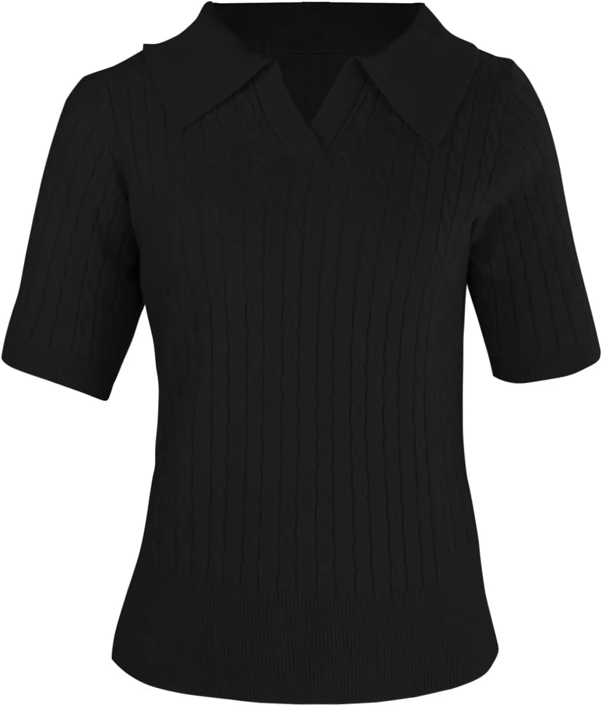 Womens Cable Knit Sweaters Long Sleeve V Neck Sweater Tops Casual Pullover Polo Shirts 2024 Fall Fashion Outfits