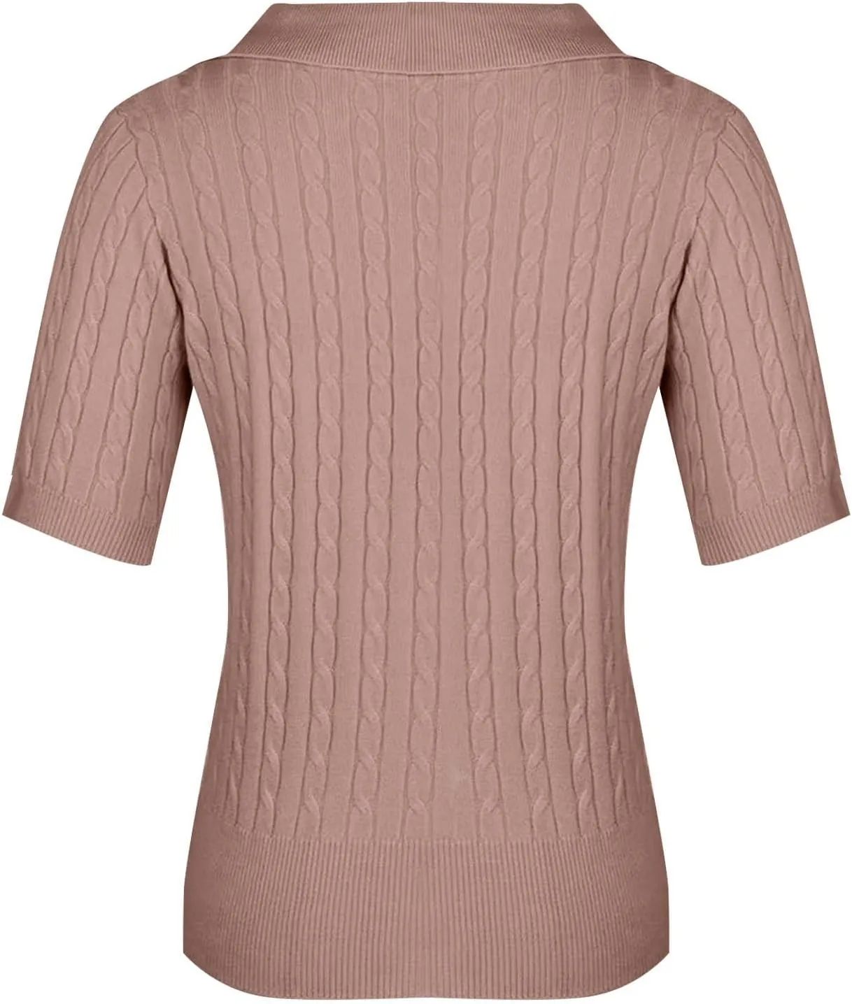 Womens Cable Knit Sweaters Long Sleeve V Neck Sweater Tops Casual Pullover Polo Shirts 2024 Fall Fashion Outfits