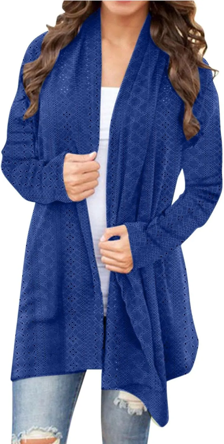 Women's Cardigan Casual Solid mid-Length Open Front Cardigan Sweaters for Women Lightweight Plus Size Outwear Tops