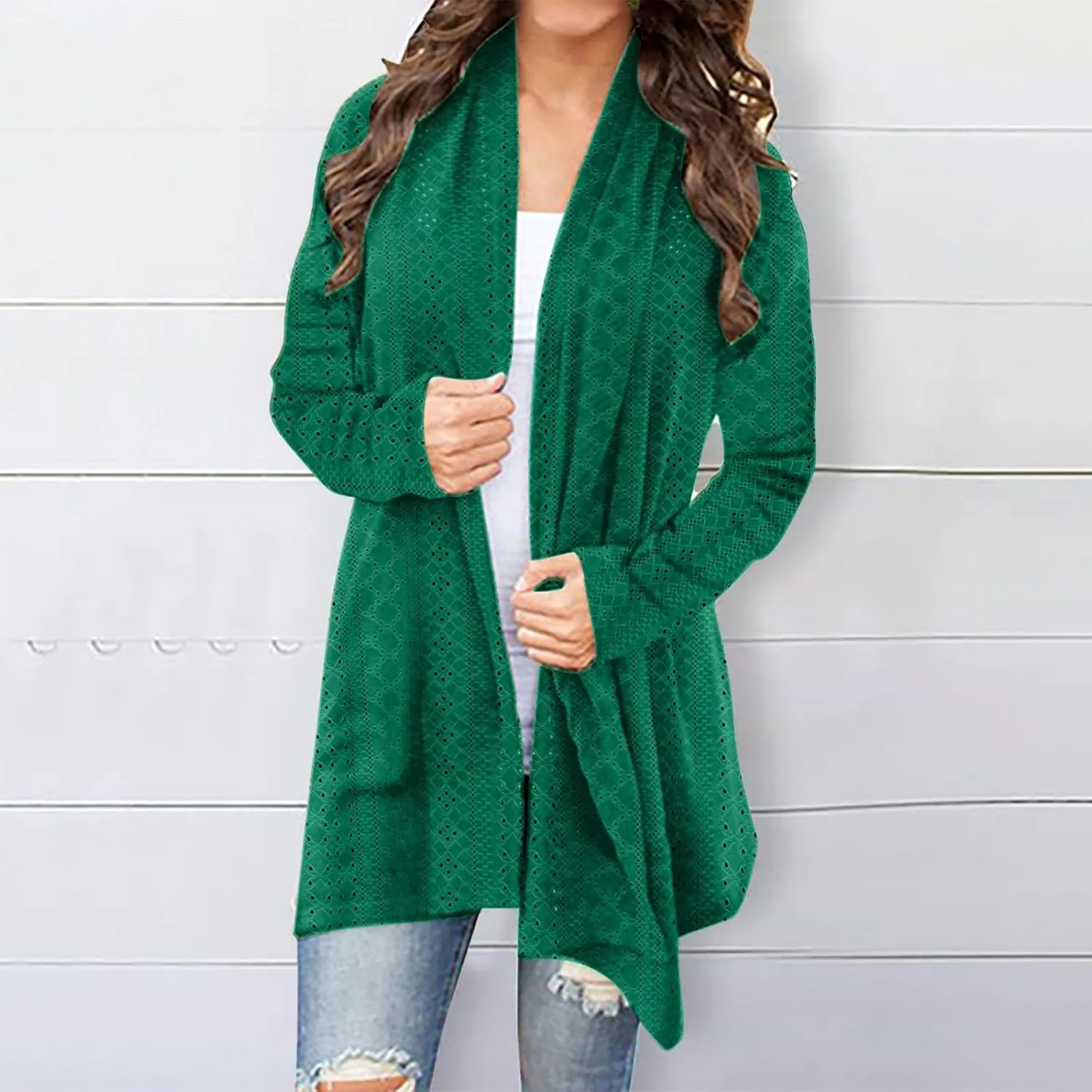 Women's Cardigan Casual Solid mid-Length Open Front Cardigan Sweaters for Women Lightweight Plus Size Outwear Tops