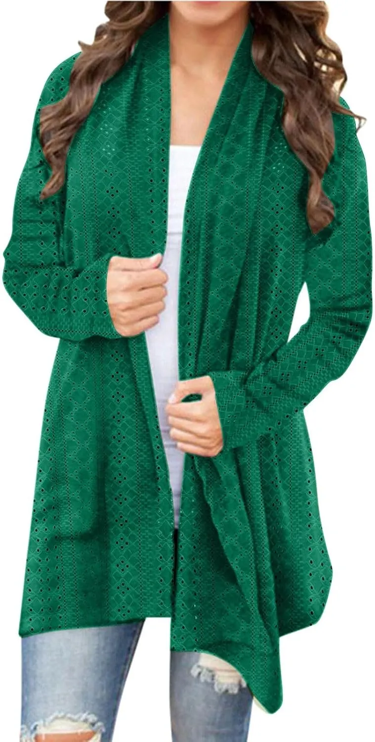 Women's Cardigan Casual Solid mid-Length Open Front Cardigan Sweaters for Women Lightweight Plus Size Outwear Tops