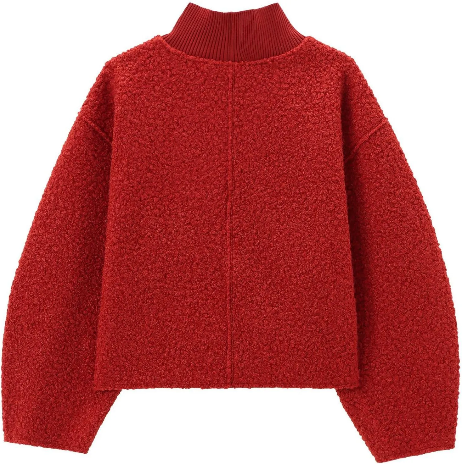 Women's Casual Fleece Sweatshirts Turtleneck Reverse Seam Pullover Crop Tops Fall Winter Fuzzy Wool Coat