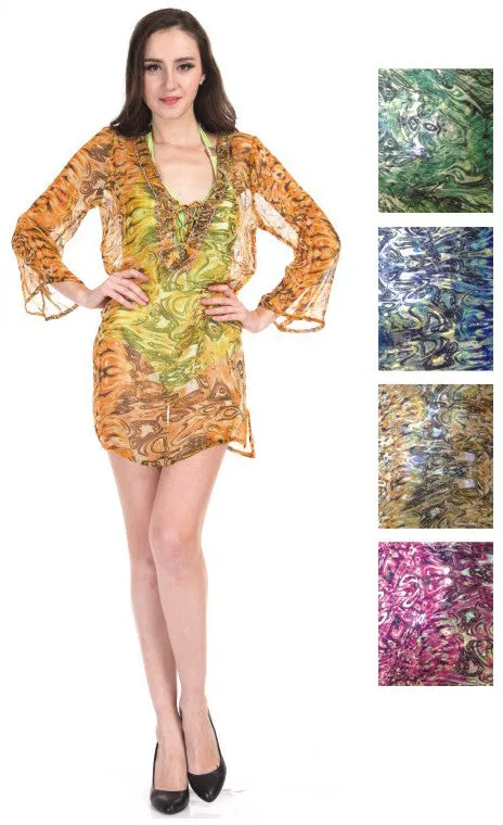 women's chiffon tops - colorful swirl prints Case of 24